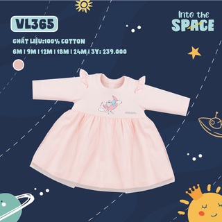 [CHÍNH HÃNG] Váy dài bèo vai phối lưới hồng cotton hoạ tiết bé gái Abbie Oh