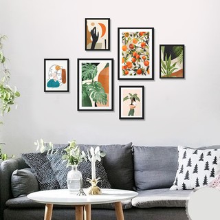 Bộ tranh hiện đại 6 khung đã kèm tranh tặng kèm móc treo tường chuyên dụng