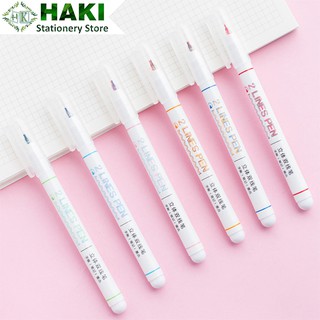 Bút mực hai ngòi 0.5mm HAKI, bút mực 2 Lines Pen nhiều màu dễ thương B21