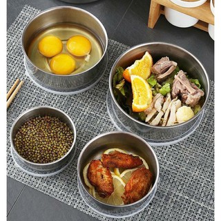 BỘ 5 BÁT INOX nhiều kích thước - KÈM NẮP + tặng 3 dĩa