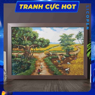 [CÓ SẴN] Tranh Tô Màu Theo Số Licopen - Tranh Đồng lúa - MS138
