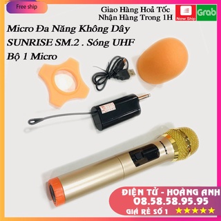 Micro không dây đa năng SUNRISE SM.2 cao cấp - mic hát cực nhẹ.