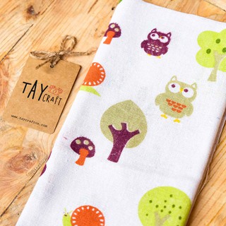Vải bố (canvas) họa tiết con cú (giá theo mét)