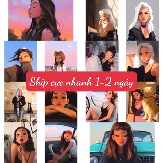 Tranh Đính Đá 5D Tự Làm Hình Cô Gái 30x40cm Trang Trí Nhà