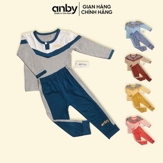 Bộ quần áo dài tay phối màu cho bé trai và gái ANBY từ 1-4 tuổi chất thun lạnh AB40