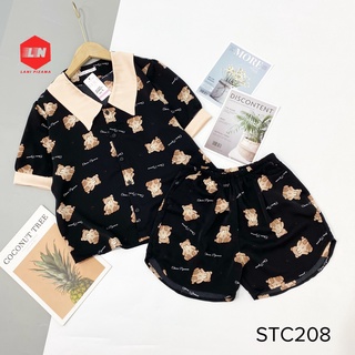 Đồ Ngủ Áo Cộc Quần Đùi Siêu Xinh, PIJAMA Lụa Mango Mát Mềm