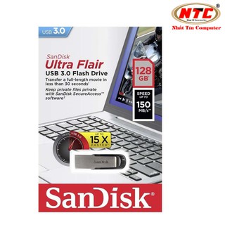 USB 3.0 SanDisk CZ73 Ultra Flair 128GB tốc độ up to 150Mb/s (Xám)