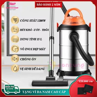 Máy hút bụi công nghiệp, máy hút bụi gia đình công suất lớn 1200W dung tích 15L, 3 chế độ hút khô hút ướt thổi
