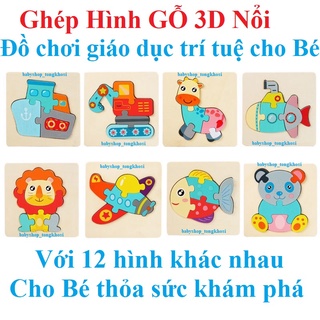 Tranh ghép hình 3d 100% Gỗ tự nhiên màu sắc tươi rõ nét, đồ chơi giao dục cho bé kích thích khả năng tư duy sáng tạo