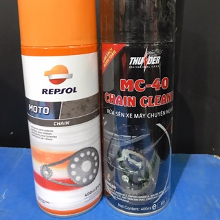 Mua xịt dưỡng sên repsol, bôi trơn sên xích xe máy Repsol tặng rửa sên Thunder