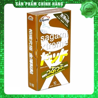 Bao cao su gân gai cao cấp 10 chiếc Sagami Feel Up - bcs Nhật Bản - Chính hãng