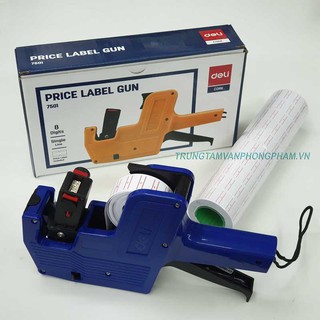 Máy bắn giá Deli 7501 + 10 cuộn dán giá + 1 ống mực dự phòng / có chữ NSX, HSD, đ