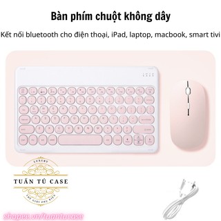 Bộ bàn phím chuột bluetooth không dây cho điện thoại ipad laptop macbook smart tivi nút tròn nhỏ gọn nhiều màu sắc