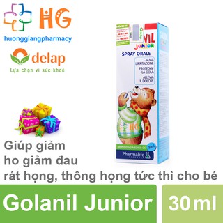 Golanil Junior Spray Orale, giảm ho giảm đau rát họng, khản giọng thông họng tức thì cho bé, tăng cường hệ miễn dịch