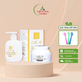 Combo dưỡng trắng sáng da body Acosmetics (Kem body mềm và Kem tắm trắng mềm nước hoa)