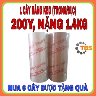 BĂNG KEO TRONG, ĐỤC 200 YARD, NẶNG 1.4KG, GỒM 6 CUỘN