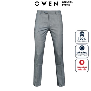 Quần Âu Nam Quần Tây Công Sở Cao Cấp Owen QS22419 Ống Ôm Slim Fit Màu Xanh Xám Xước Vải Polyester Mềm Mại