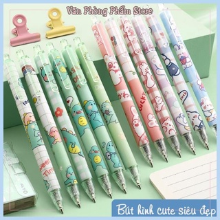 Bút Bi Nước Cute Mực Đen Siêu Đẹp Dạng Bấm In Họa Tiết Dễ Thương 0.5mm