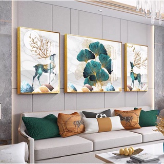 HD19 Bộ 3 Bức Tranh Rẻ Quạt Và Hưu Voi Vàng Phú Quý Giúp Gia Chủ Phát Tài  Phát Lộc Cao Cấp Kèm Đinh Gắn Tường