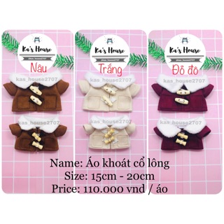 {15cm-20cm} CÓ SẴN - Áo khoác ấm cổ lông cho doll, outfit d