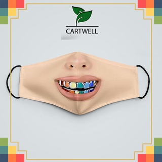 khẩu trang vải trắng Mặt Người_1289 CARTWELL vải cotton 100%, kháng khuẩn, không đau tai, dễ thở cho nam nữ