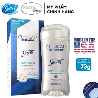 [USA] Lăn khử mùi nữ Secret Clinical Strength Clear Gel Completely Clean 73g , 45g - Mỹ