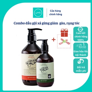 Combo Dầu Gội Xả Gừng Thảo Dược Thiên Nhiên Kích Thích Mọc Tóc Giảm Rụng Tóc Giảm Gàu Chính Hãng