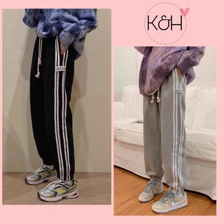 Quần Jogger Nữ 3 Sọc Thể Thao Bo Chân Chất Da Cá
