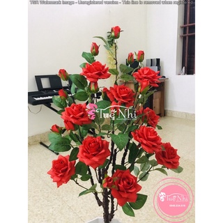 Cây Hoa Hồng Kim Cương Cao 110cm , Thân Cổ Cao Cấp - Cây Hoa Giả Trang Trí.