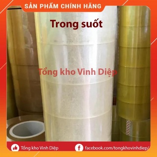01 cuộn băng dính băng keo 0.5kg lõi giấy 7mm đủ 3 màu vàng chanh, trong suốt, nâu đục