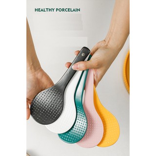 (HOT-ẢNH THẬT) Thìa xới cơm SỨ cao cấp,  muôi xới cơm sứ c không chì an toàn sức khỏe, nhiều màu cực đẹp