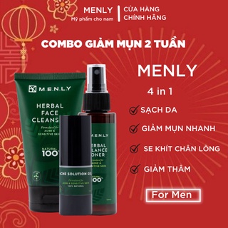 Bộ 3 sản phẩm làm sạch da - giảm mụn cho nam giới Menly