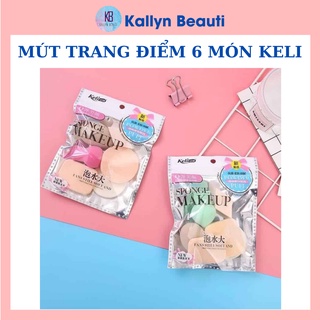 Bông Mút trang điểm Keli- bộ 6 món cao cấp