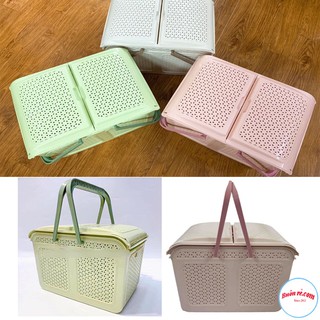 Làn giỏ nhựa đựng đồ đi sinh có nắp và quai xách nhựa Việt Nhật 2604 cho mẹ và bé - Buôn rẻ.com 00994