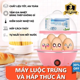 Máy Luộc Trúng Hai Tầng Tiên Dụng Đa Năng Hấp Thức Ăn bánh bao đa năng