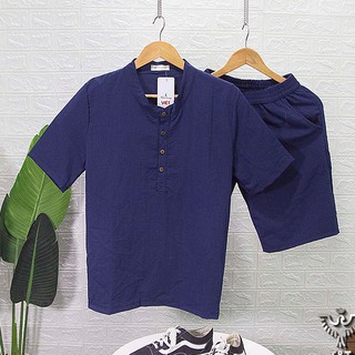 Bộ quần áo đũi nam Ikemen chất vải đũi thái loại dày, Bộ đồ nam vải đũi trẻ trung
