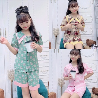 Bộ Pizama cộc tay bé gái từ 16-32kg chất lụa Mago cao cấp❤️Bộ quần áo mặc nhà ❤️Bộ size đại cho bé gái siêu xinh-M0032