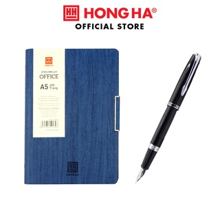 Combo quà tặng Sổ da bìa còng cao cấp Office Hồng Hà &amp; bút ký cao cấp Trường Sơn (9230 + 9041)