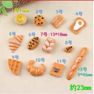 Mô hình Bánh mì phụ kiện trang trí charm slime