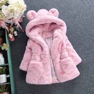 Áo Khoác Lông Có Nón Trùm Đầu Ấm Áp Dành Cho Bé Gái