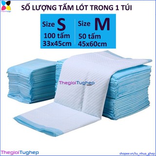 Tã lót cho chó mèo đi vệ sinh vào khay, chuồng bằng giấy siêu thấm hút 50, 100 tấm miếng