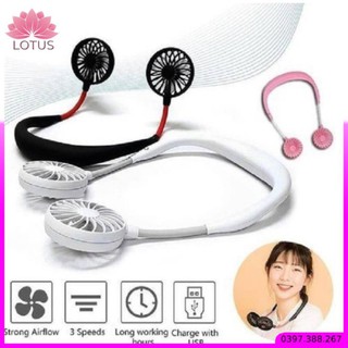 Quạt tích điện mini quàng cổ dễ dàng sử dụng khi chạy thể dục