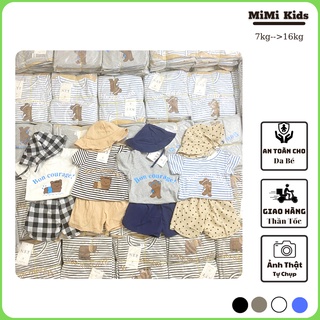 Sét bộ quần áo trẻ em Tặng mũ ,bộ cộc tay kèm mũ mùa hè cho bé trai và bé gái 7-16kg