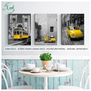 tranh canvas trang trí nội thất quán bộ 3 tranh XD01