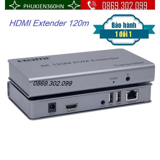 HDMI Extender 120m - Bộ kéo dài tín hiệu hdmi 4K qua lan RJ45 có cổng USB điều khiển phím chuột 120m - 120m KVM Extender