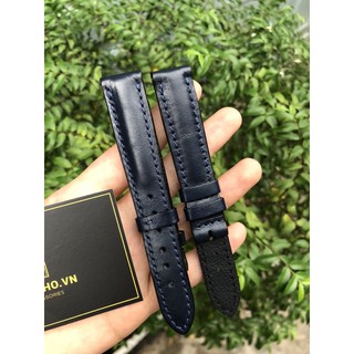 Dây đồng hồ da bò thật màu xanh tím than