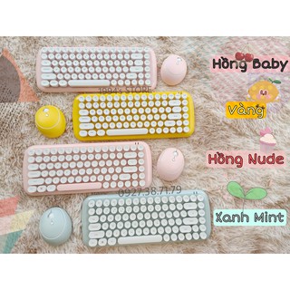 Bộ bàn phím không dây giả cơ và chuột MOFII Candy S Basic - Dùng cho máy tính bàn, laptop, tivi....Tặng kèm Sticker, Cọ