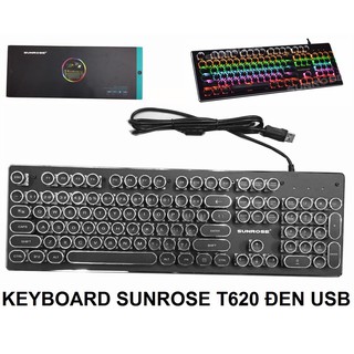 Bàn phím cơ BLUE switch có dây USB Sunrose T620 màu đen có đèn led bàn phím chơi game chuyên nghiệp