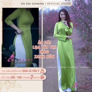 Áo dài xanh nõn ⚡CHAANG⚡ Vải áo dài lụa Tây Thi, dáng truyền thống đẹp