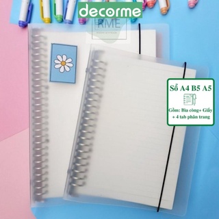 Full set sổ còng a4 b5 a5 bìa còng TRẮNG kèm giấy và tab phân trang phụ kiện vpp Decorme
